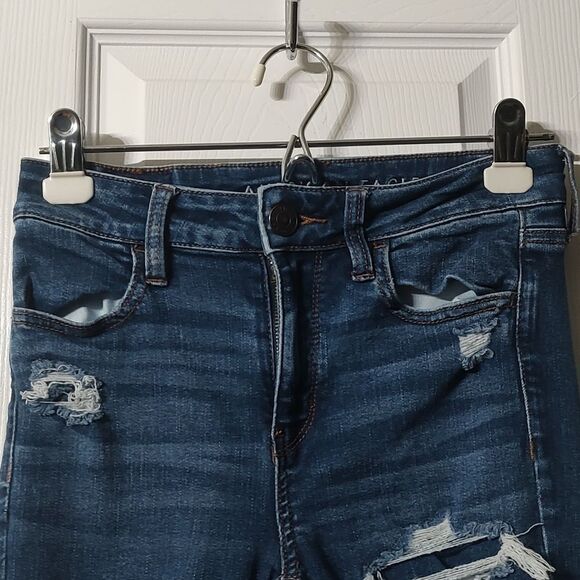 American Eagle Next Level Stretch Super Distressed Hi Rise Jeggings  Sz 4S  NWOT - Picture 4 of 16